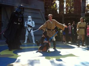 Family time is precious on vacation. Even when my child spends his time fighting a Sith Lord.