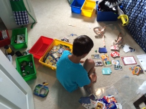 Apparently, when you are eight, you have to make a mess before you can actually clean anything up.